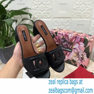 Dolce  &  Gabbana Heel 6.5cm Calfskin Mules Black With DG Millennials Logo 2021